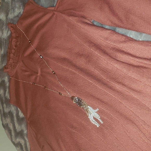 Rust color cold shoulder bodysuit - Picture 2 of 2